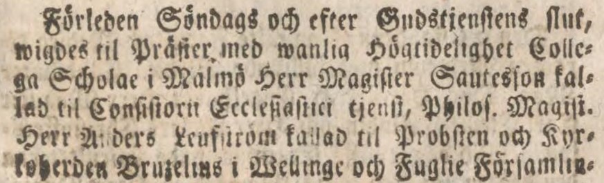 LUNDS WECKOBLAD – 22 december 1779