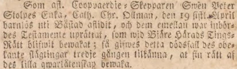 INRIKES TIDNINGAR – 20 augusti 1789