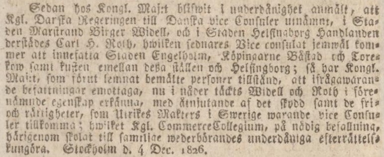 POST- OCH INRIKES TIDNINGAR – 20 december 1826