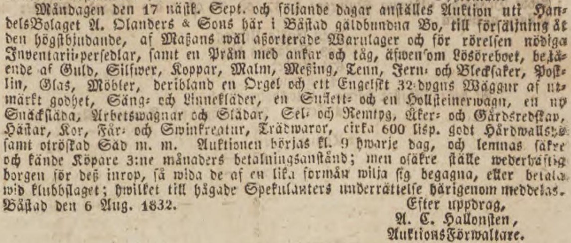 POST- OCH INRIKES TIDNINGAR – 13 augusti 1832