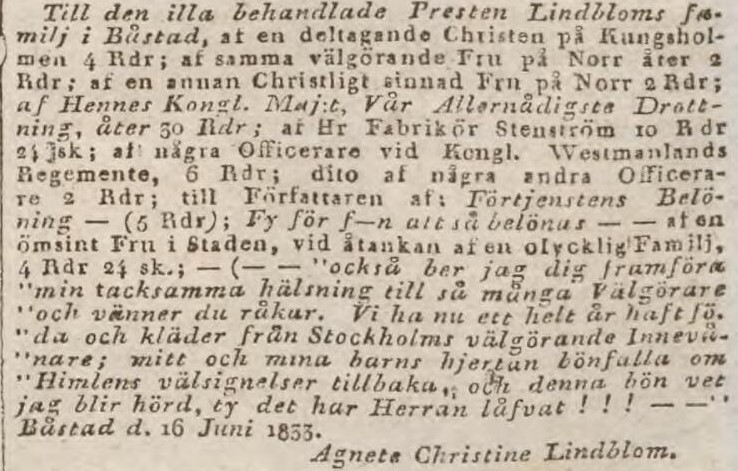 AFTONBLADET – 26 juni 1833