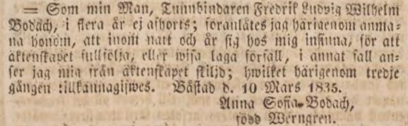POST- OCH INRIKES TIDNINGAR – 4 april 1835