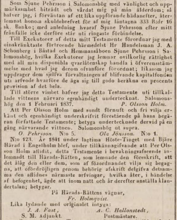 POST- OCH INRIKES TIDNINGAR – 24 december 1841 (forts.)