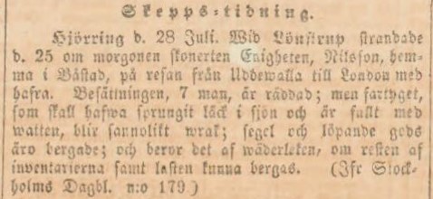 STOCKHOLMS DAGBLAD – 10 augusti 1842