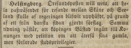 JÖNKÖPINGSBLADET – 6 november 1849