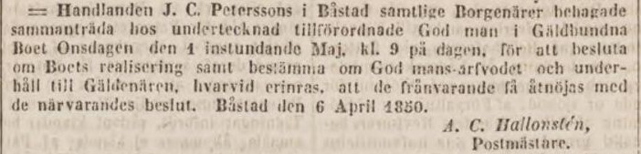 POST- OCH INRIKES TIDNINGAR – 15 april 1850