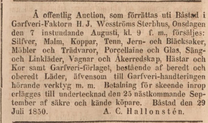 HALLANDS LÄNS TIDNING – 1 augusti 1850