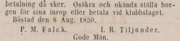ÖRESUNDSPOSTEN – 17 augusti 1850 (forts.)