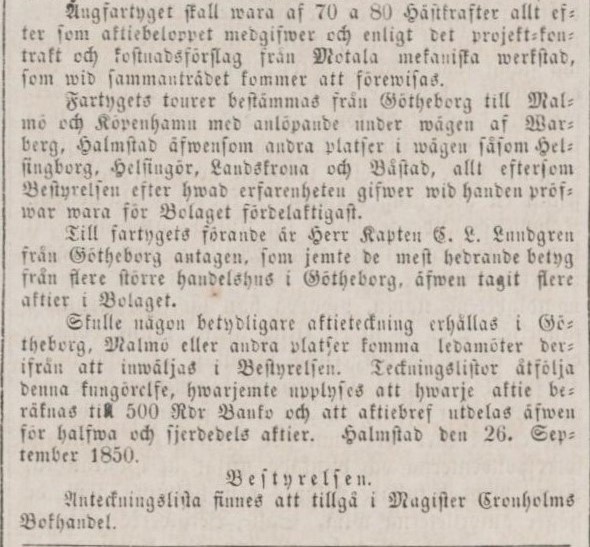 SNÄLLPOSTEN – 30 september 1850 (forts.)
