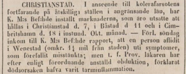 SKÅNSKA POSTEN – 21 september 1853