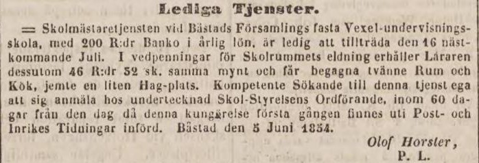 POST- OCH INRIKES TIDNINGAR – 20 juni 1854