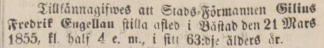 SNÄLLPOSTEN – 26 mars 1855