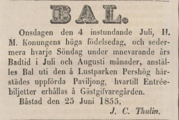 HALLANDSPOSTEN – 28 juni 1855