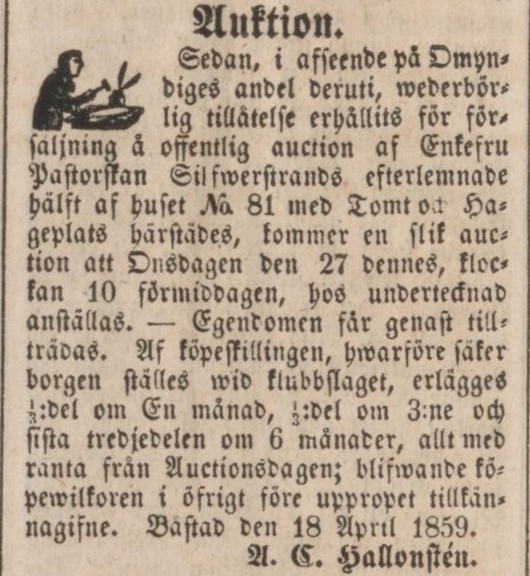 NYA ENGELHOLMS TIDNING – 19 april 1859