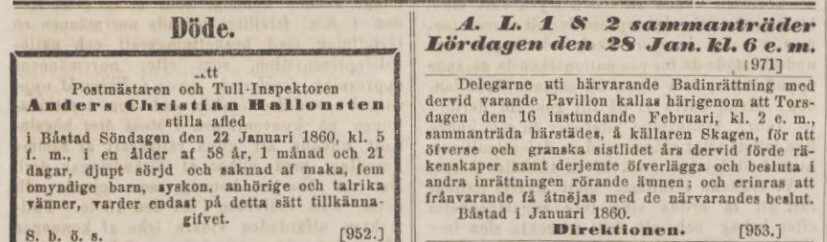 GÖTEBORGS HANDELS- OCH SJÖFARTSTIDNING – 25 januari 1860