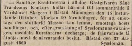 POST- OCH INRIKES TIDNINGAR – 10 september 1860