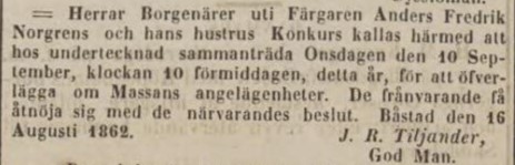 POST- OCH INRIKES TIDNINGAR – 26 augusti 1862