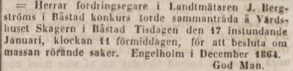 POST- OCH INRIKES TIDNINGAR – 9 januari 1865