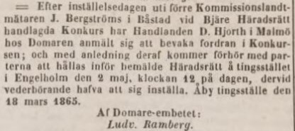 POST- OCH INRIKES TIDNINGAR – 4 april 1865