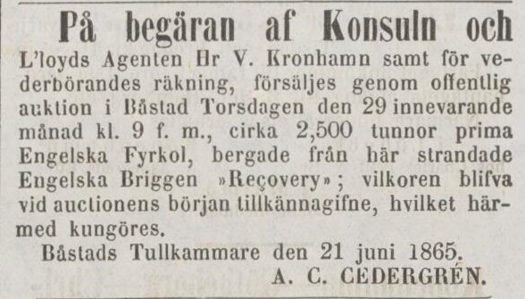 ÖRESUNDSPOSTEN – 26 juni 1865