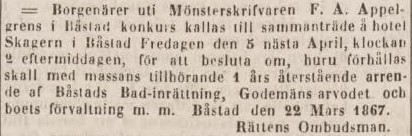 POST- OCH INRIKES TIDNINGAR – 27 mars 1867