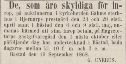 ÖRESUNDSPOSTEN – 22 september 1868