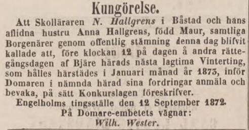 POST- OCH INRIKES TIDNINGAR – 20 september 1872