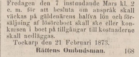 ENGELHOLMS TIDNING – 28 februari 1873 (forts.)