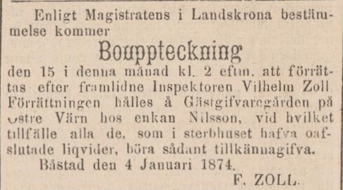 KORRESPONDENTEN – 7 januari 1874