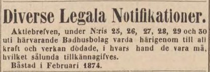 POST- OCH INRIKES TIDNINGAR – 2 februari 1874