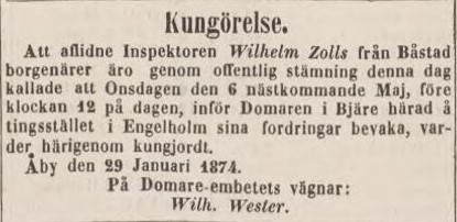 POST- OCH INRIKES TIDNINGAR – 1 april 1874