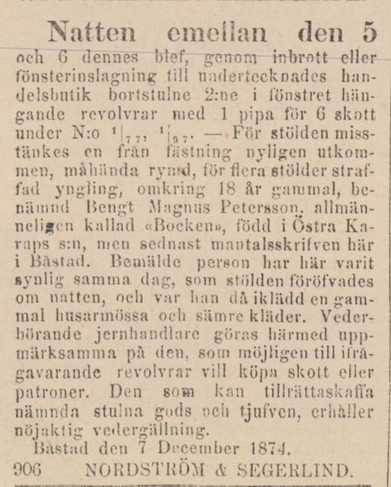 ENGELHOLMS TIDNING – 11 december 1874