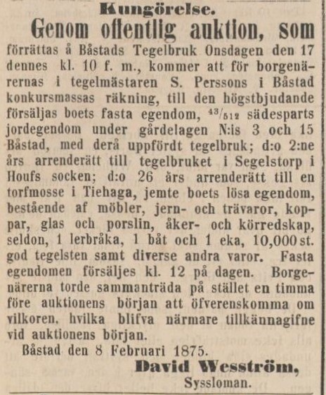 ÖRESUNDSPOSTEN – 10 februari 1875