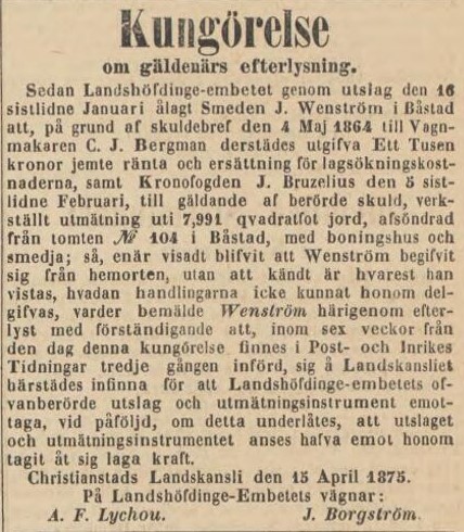 POST- OCH INRIKES TIDNINGAR – 4 maj 1875