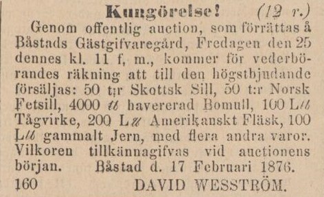 ENGELHOLMS TIDNING – 22 februari 1876