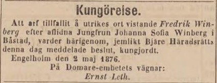 POST- OCH INRIKES TIDNINGAR – 16 juni 1876