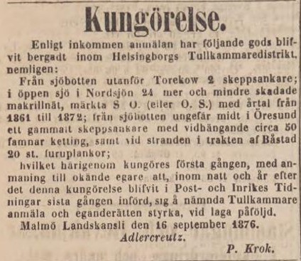 POST- OCH INRIKES TIDNINGAR – 22 september 1876
