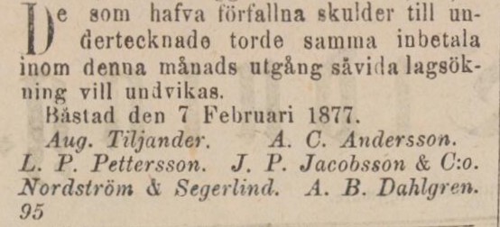 ENGELHOLMS TIDNING – 9 februari 1877