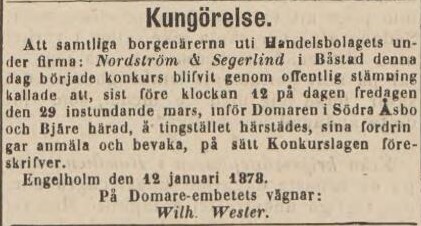 POST- OCH INRIKES TIDNINGAR – 19 januari 1878
