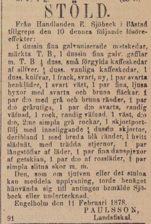 ENGELHOLMS TIDNING – 12 februari 1878