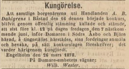 POST- OCH INRIKES TIDNINGAR – 29 mars 1878