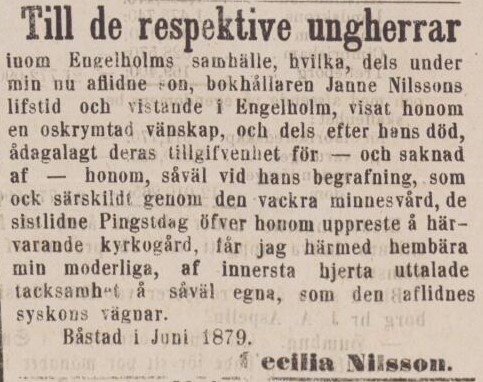 ÖRESUNDSPOSTEN – 9 juni 1879