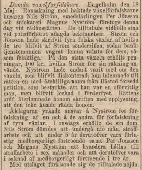 AFTONBLADET – 22 maj 1880