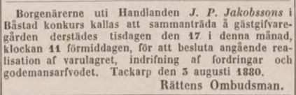 POST- OCH INRIKES TIDNINGAR – 6 augusti 1880
