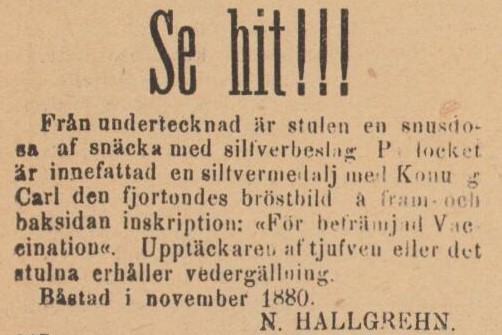 ENGELHOLMS TIDNING – 23 november 1880
