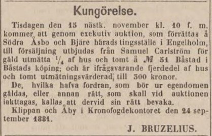 POST- OCH INRIKES TIDNINGAR – 5 oktober 1881 (forts.)