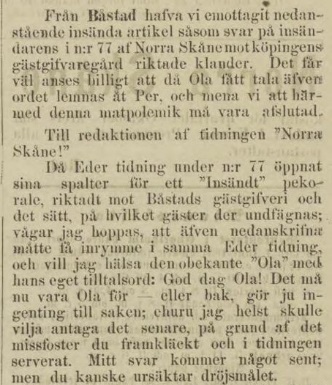 NORRA SKÅNE – 11 oktober 1881