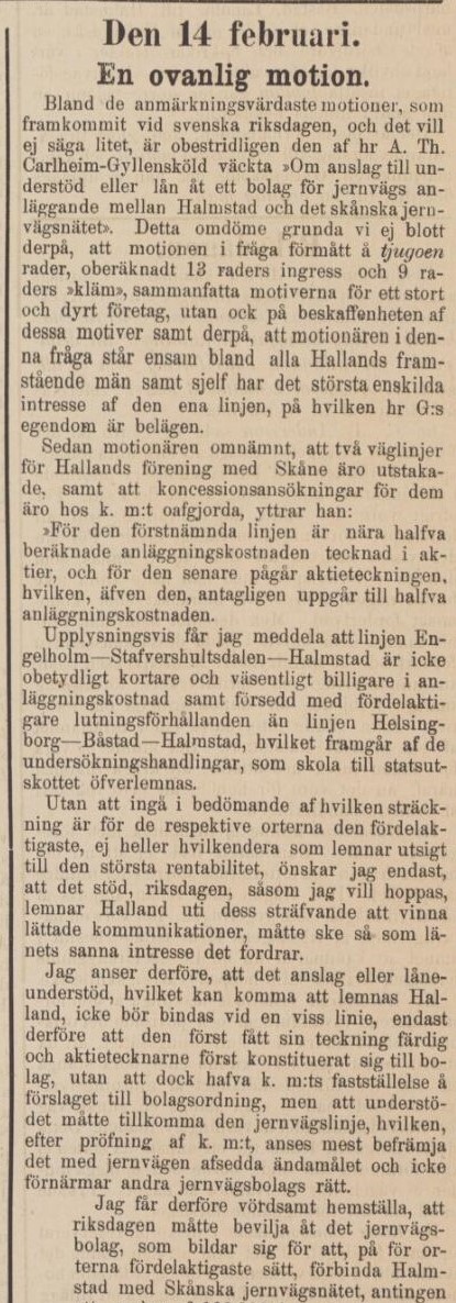 ÖRESUNDSPOSTEN – 14 februari 1882