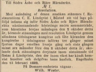 POST- OCH INRIKES TIDNINGAR – 21 februari 1882