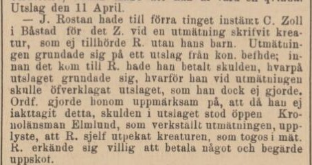HELSINGBORGS TIDNING – 15 mars 1882